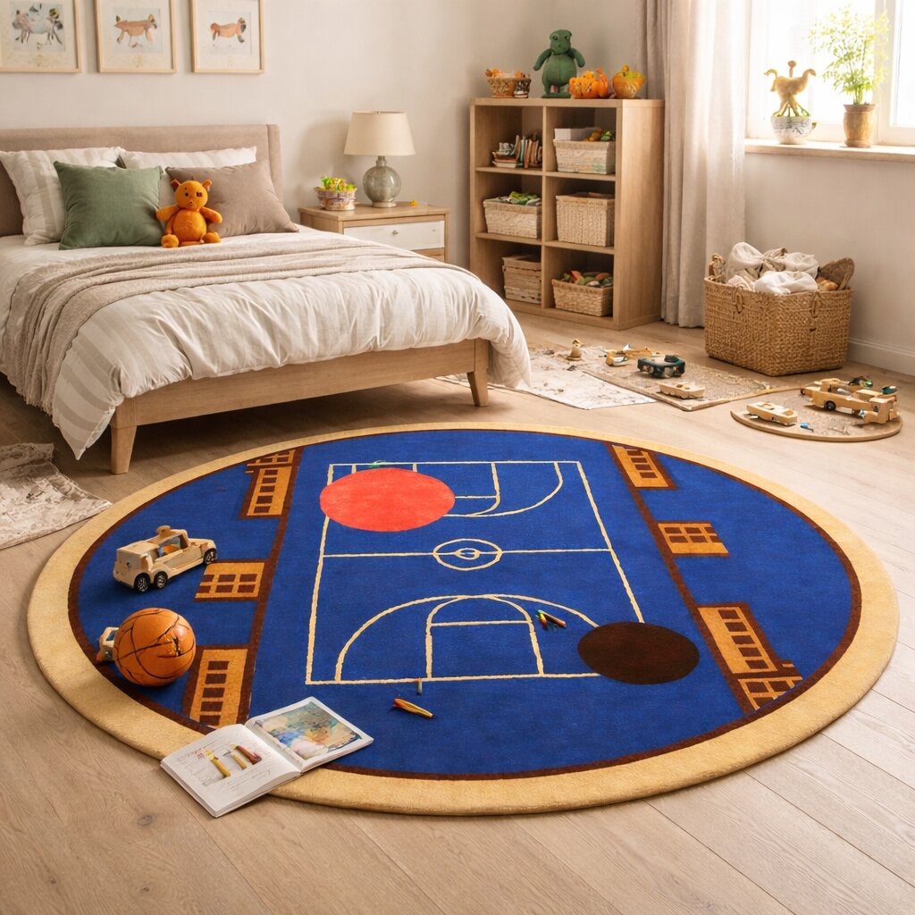 5x5 6x6 Hand tufted wool carpet Geometric rug 10x10 12x12 Cream color Round shape area rugs