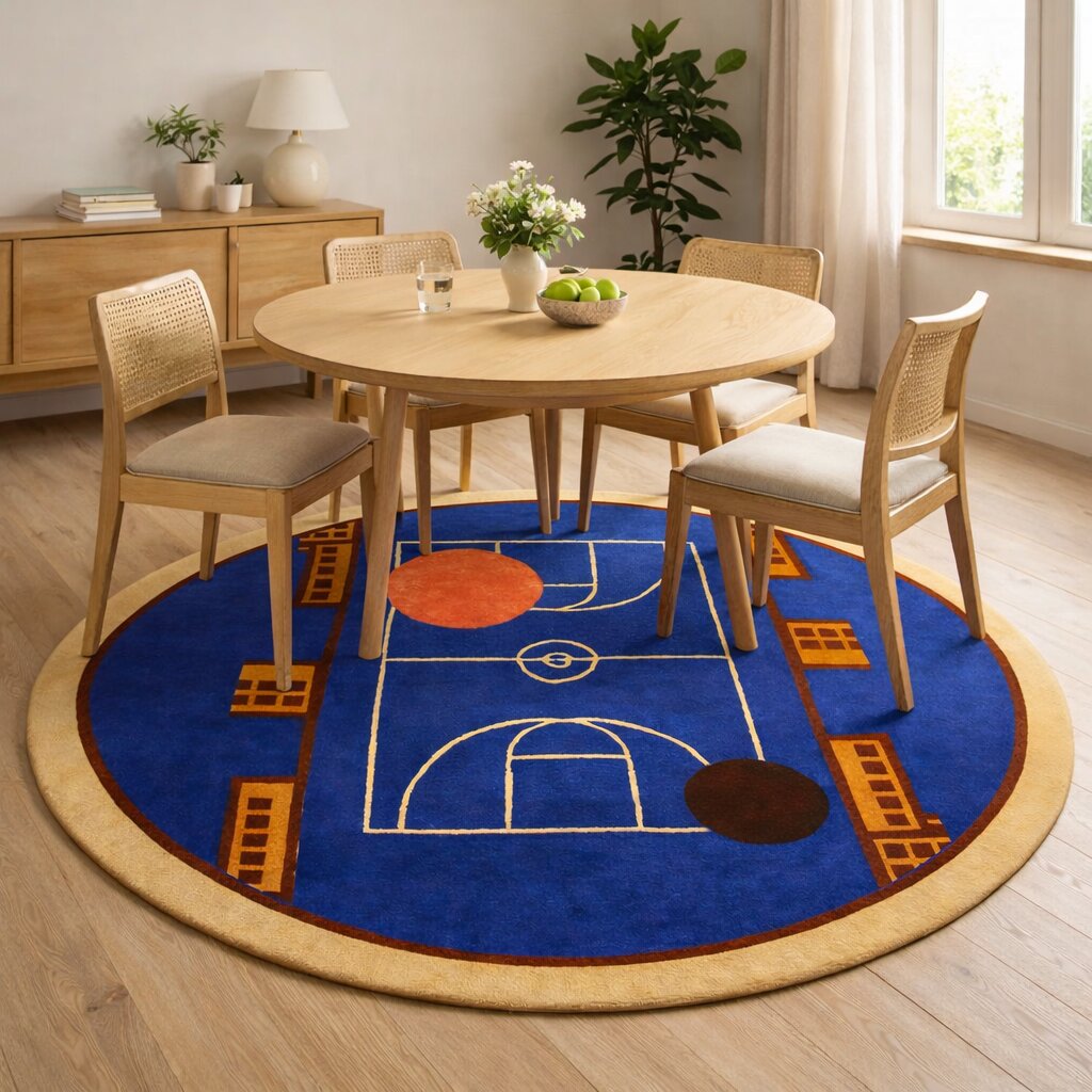 5x5 6x6 Hand tufted wool carpet Geometric rug 10x10 12x12 Cream color Round shape area rugs