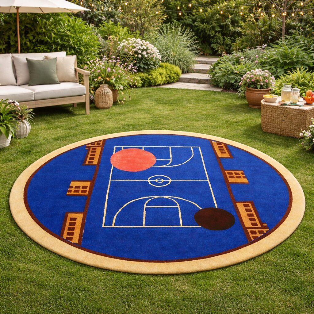 5x5 6x6 Hand tufted wool carpet Geometric rug 10x10 12x12 Cream color Round shape area rugs