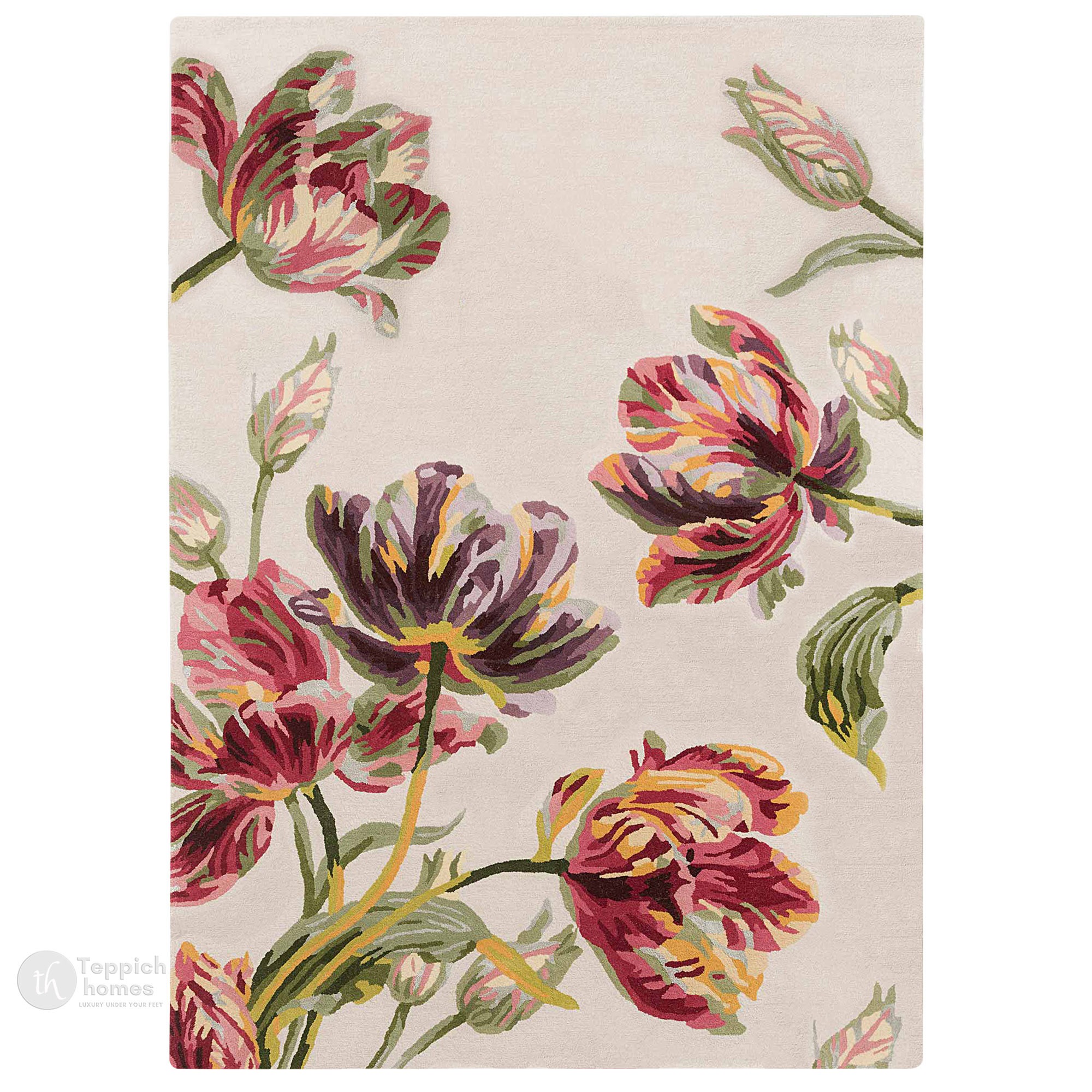 Floral Woolen Rug Hand Tufted Sizes 6x8 7x10 8x11 9x12 Bedroom Living Room Dining Room or Hallway