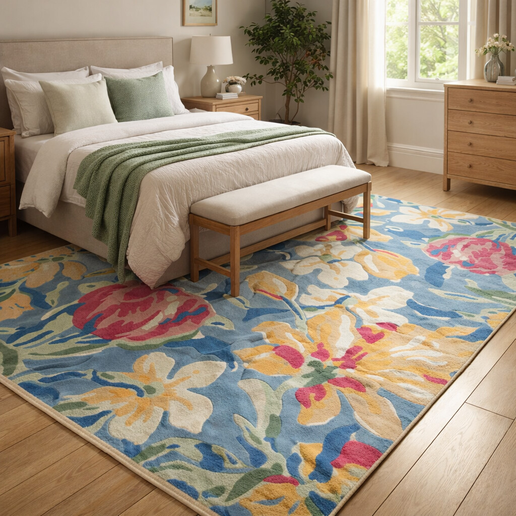 Hand Tufted Multicolor Floral Wool Rug 5x7 6x9 7x9  9x12 Dining Room Living Room Hallway Bedroom Kitchen Contemporary Style