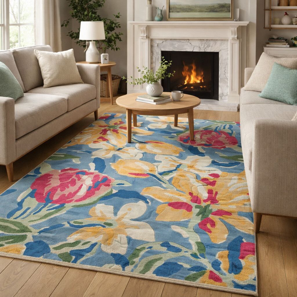 Hand Tufted Multicolor Floral Wool Rug 5x7 6x9 7x9  9x12 Dining Room Living Room Hallway Bedroom Kitchen Contemporary Style