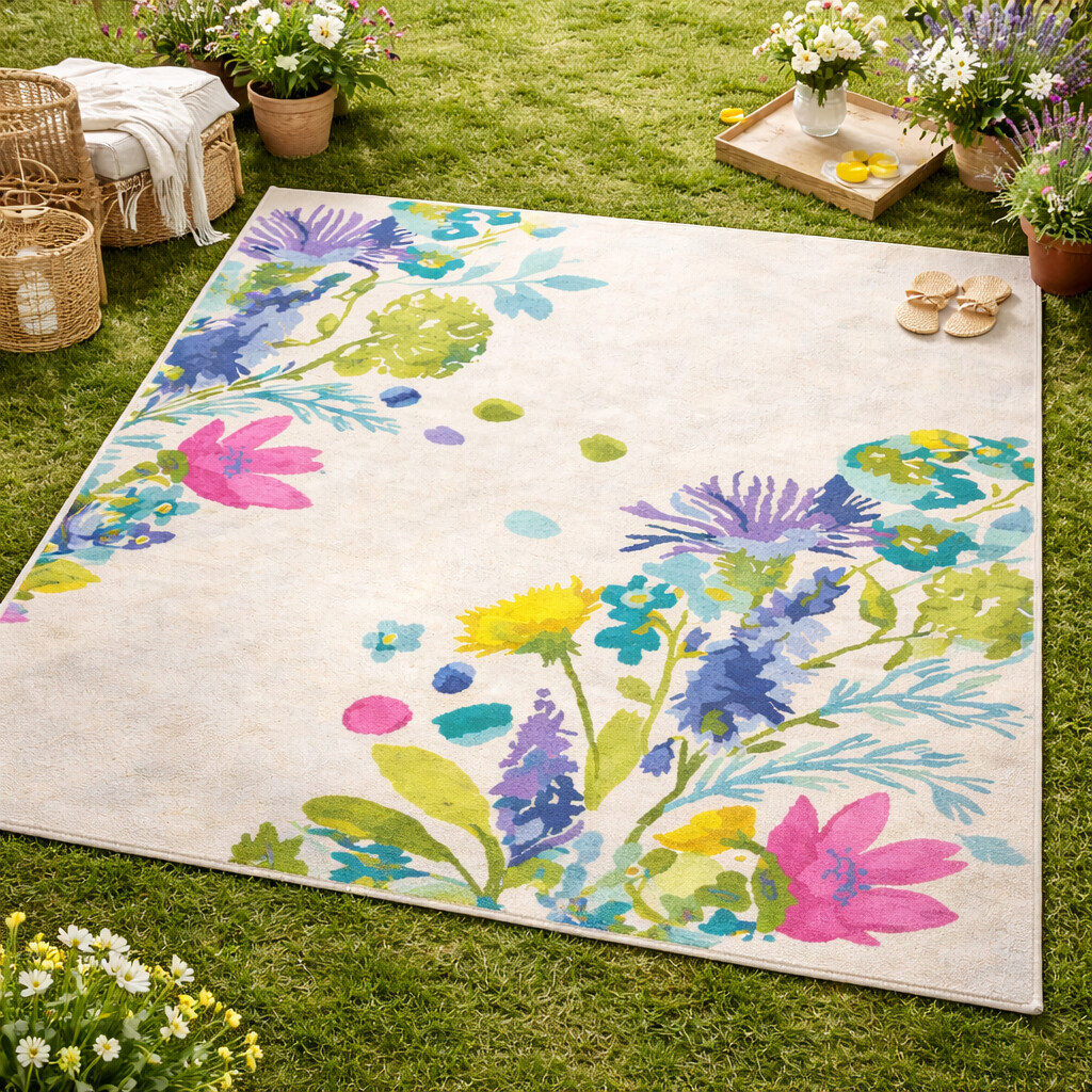 Colorful Bloom Hand Tufted Floral Rug
