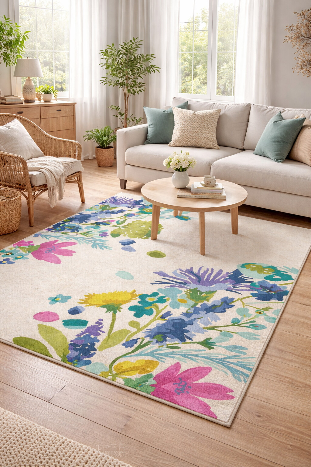 Colorful Bloom Hand Tufted Floral Rug