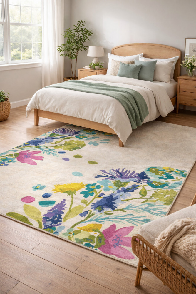 Image of Colorful Bloom Hand Tufted Floral Rug