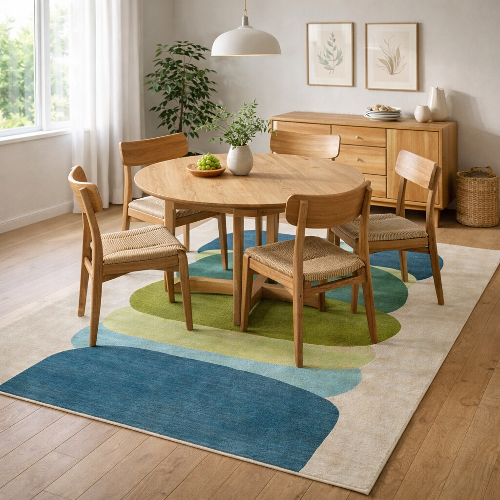 Multicolor Wool Area Rug for Bedroom and Living Space