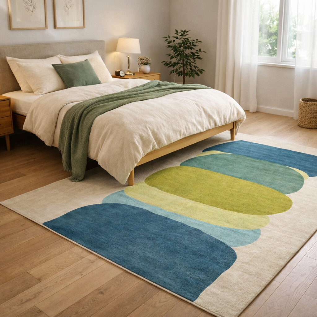 Multicolor Wool Area Rug for Bedroom and Living Space