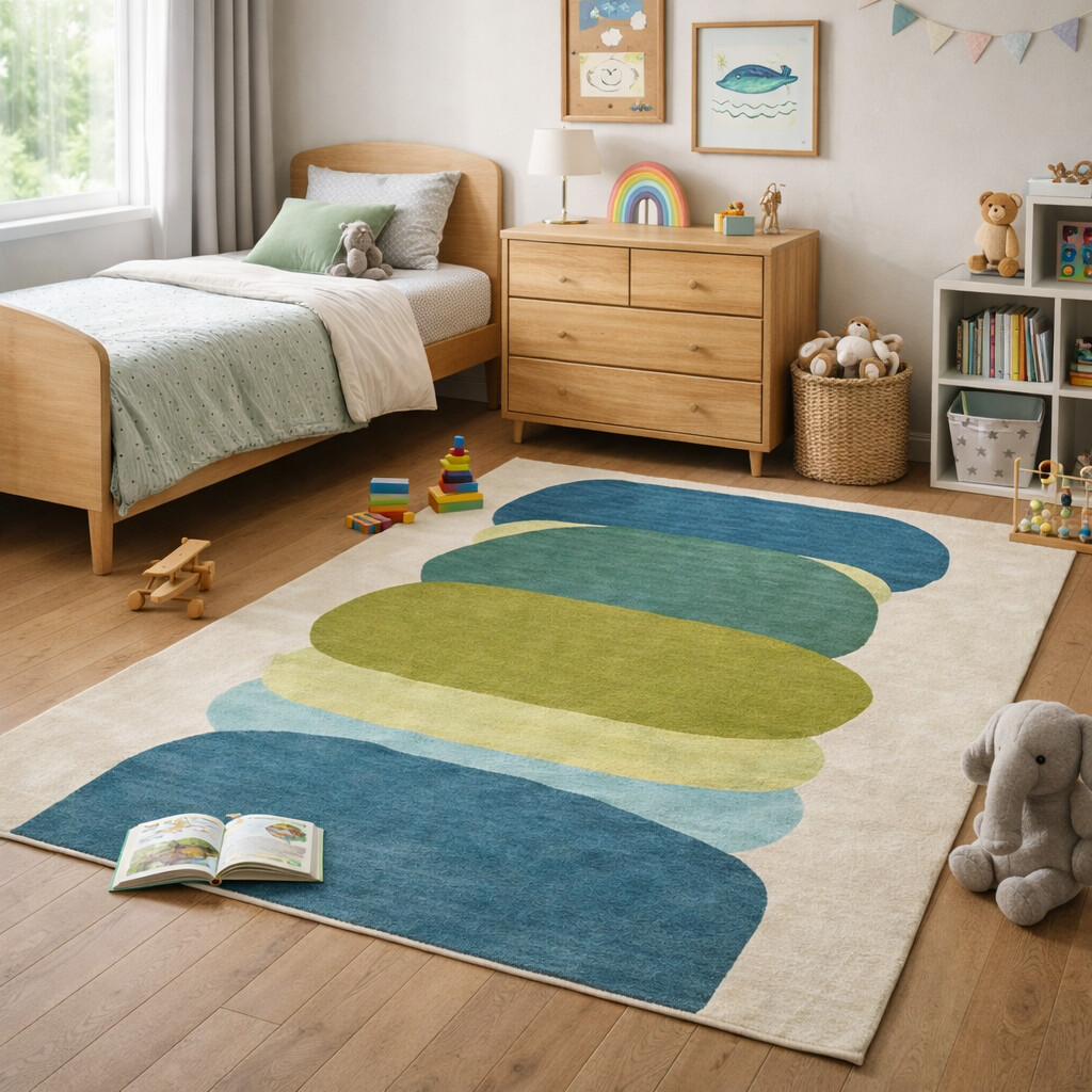 Multicolor Wool Area Rug for Bedroom and Living Space