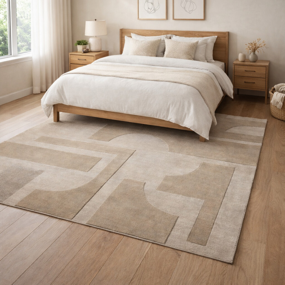 Image of Logan Light Grey Wool Rug for Bedroom and Cozy Space