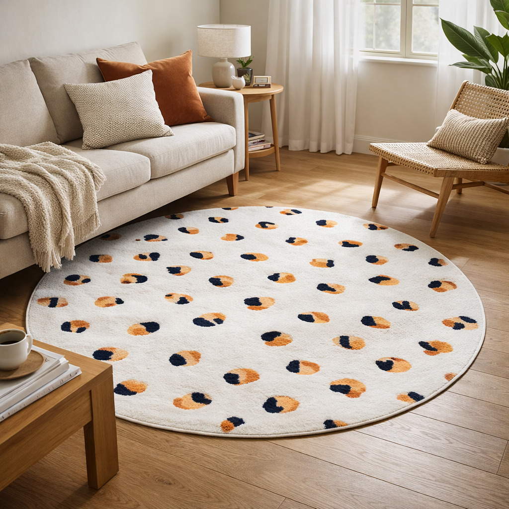 Round Rug White Rug Animal Print Carpet 8x8 9x9 10x10 Circle Carpet Living Room