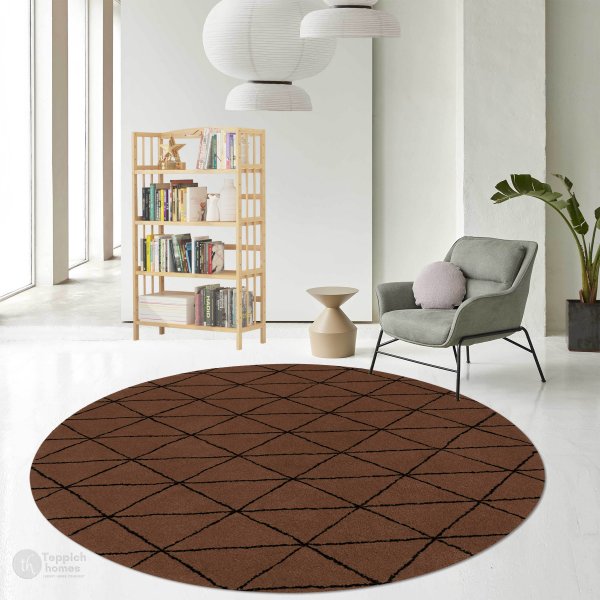 Brown Area Rug, 8x8, 9x9, 10x10, 16x16, Round Rug, Dinning Room, Circle ...