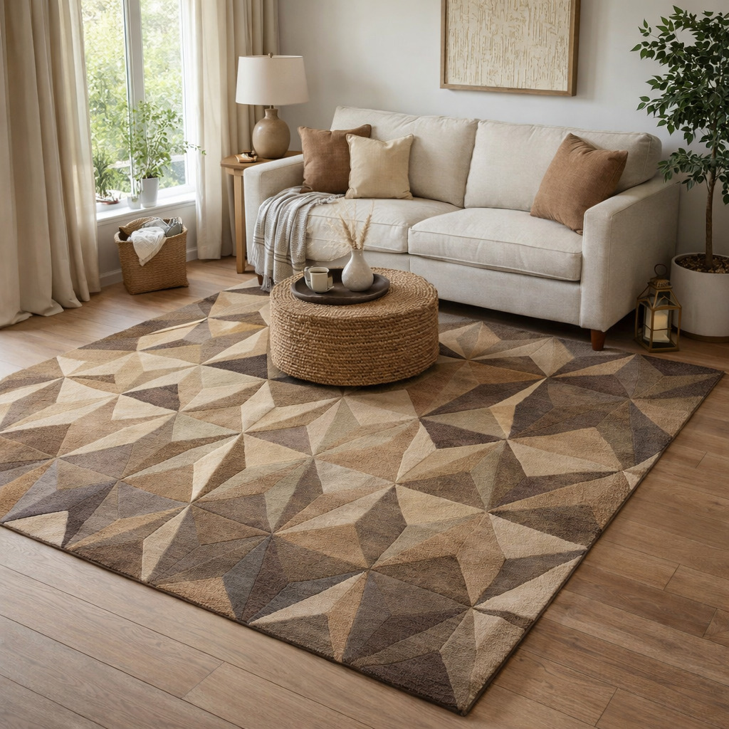 Hand Tufted Wool Area Rug Brown 5x7 5x8 6x9 8x10 Rectangle Living Room Dining Room Bedroom and Hallway