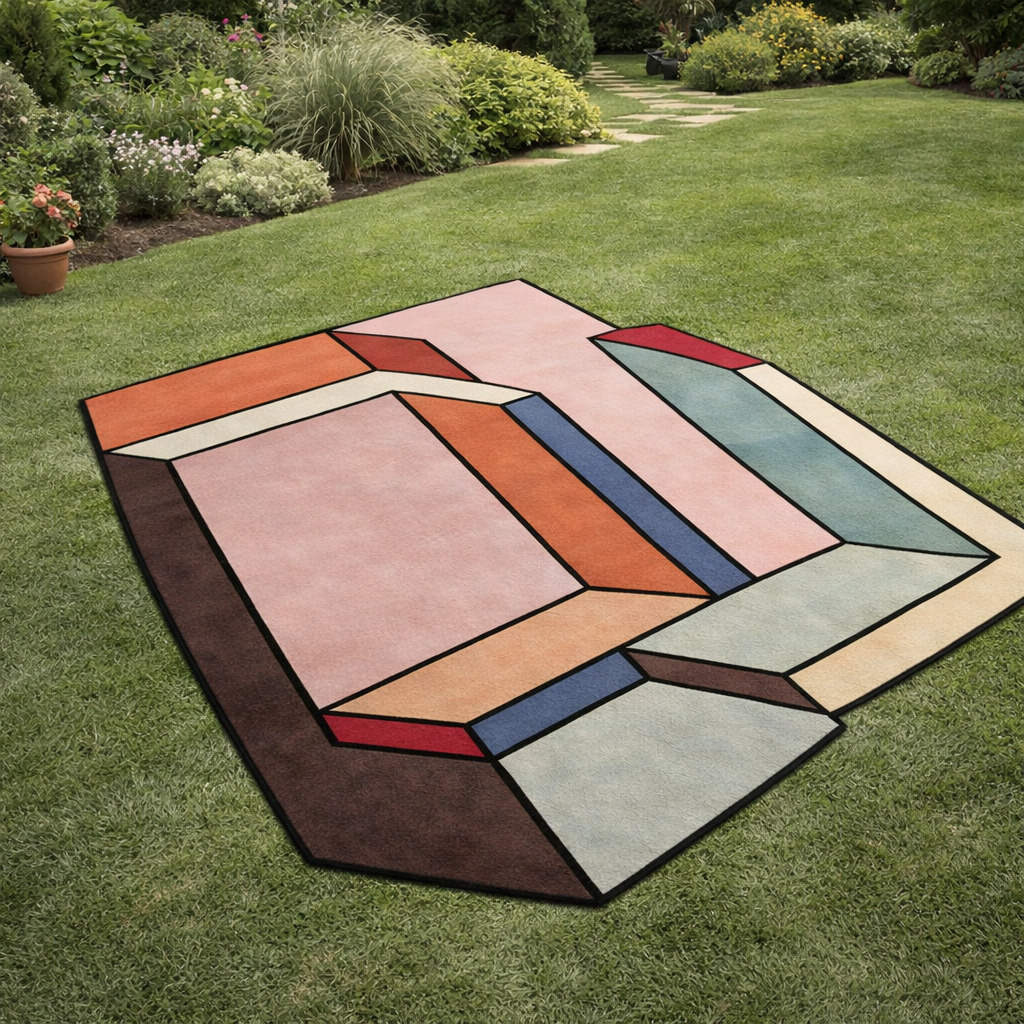 Hand Tufted Multicolor Wool Area Rug Irregular Shapes 8x8 7x7 6x6 5x5 Dining Room Living Room Hallway and Bedroom