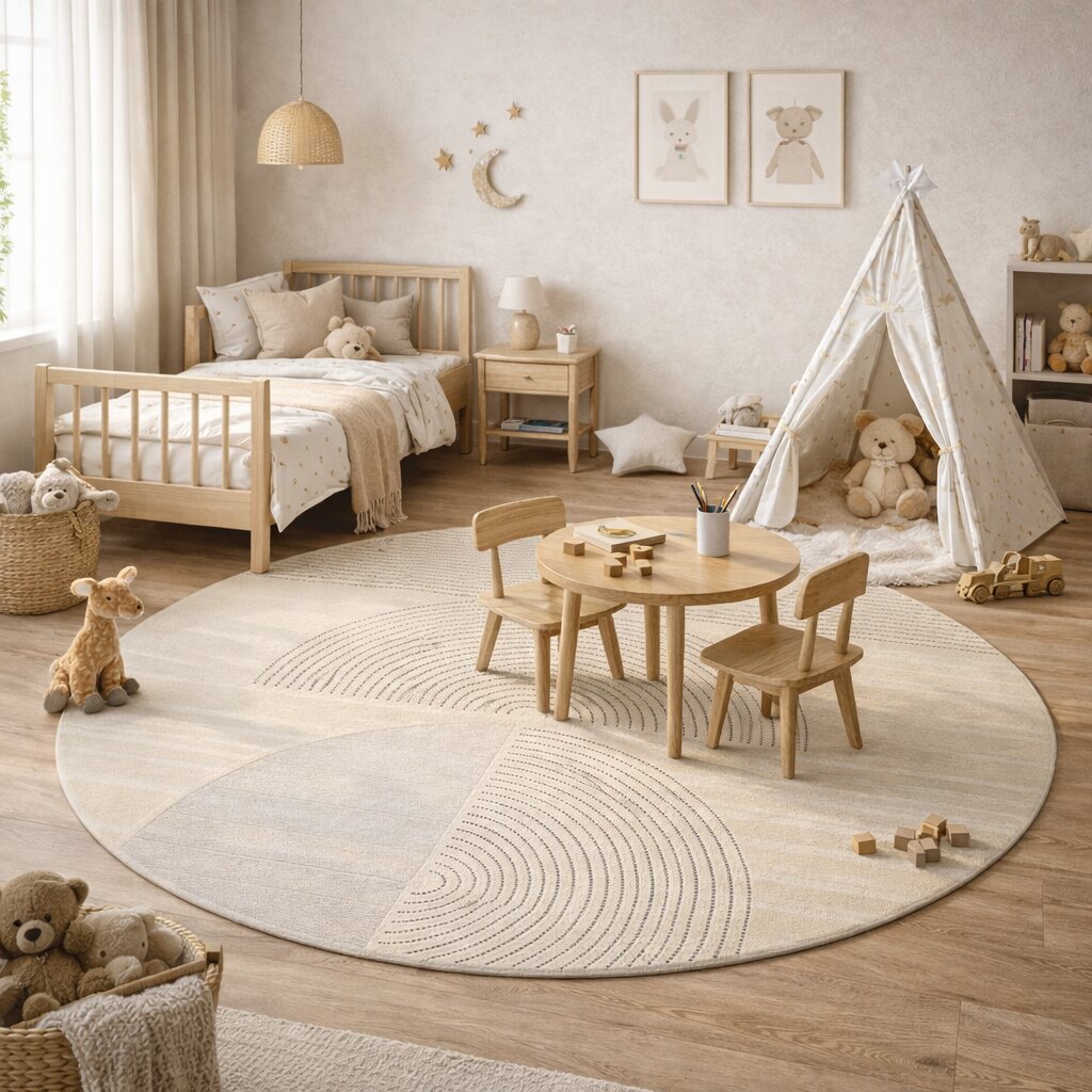 Hand Tufted Modern Round Rug Cream Color Tufte 5x5 6x6 7x7 8x8 Dinning Room Wool Carpet