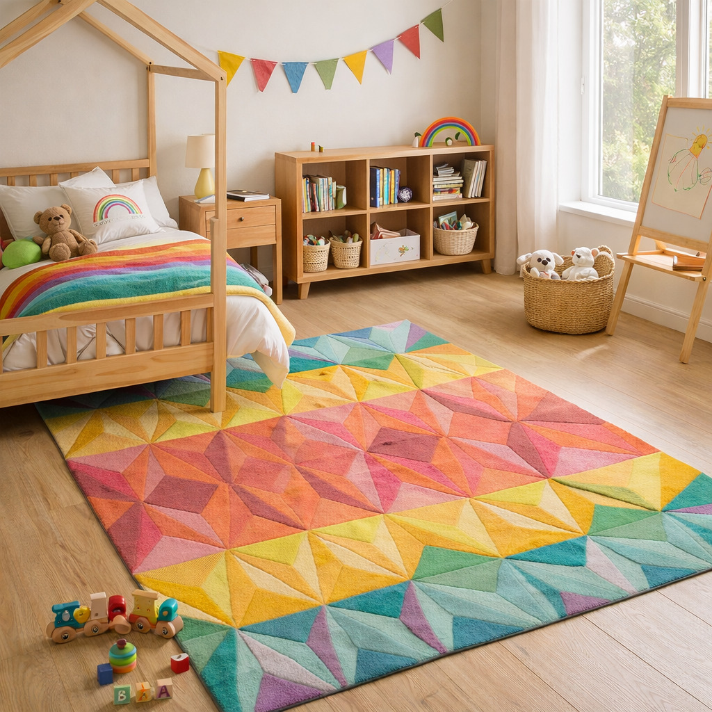 Hand Tufted Weft Textured Woolen Rug for Living Room and coxy room  Rectangle and Modern Rug for Bedroom and Kids Room