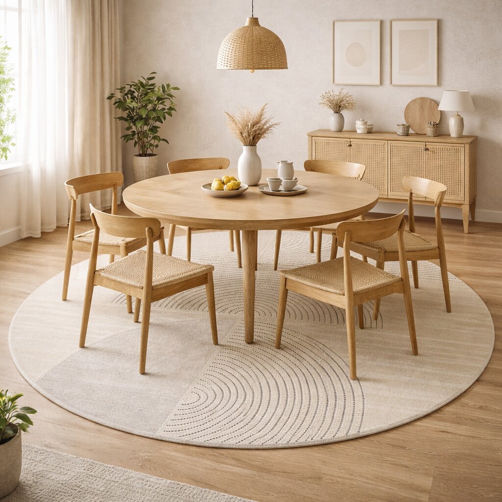 Hand Tufted Modern Round Rug Cream Color Tufte 5x5 6x6 7x7 8x8 Dinning Room Wool Carpet
