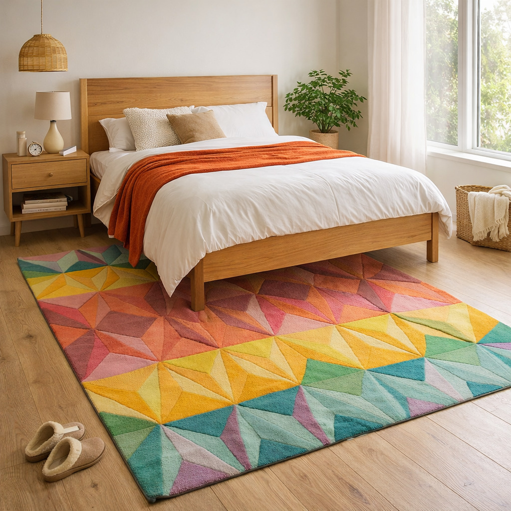 Hand Tufted Weft Textured Woolen Rug for Living Room and coxy room  Rectangle and Modern Rug for Bedroom and Kids Room