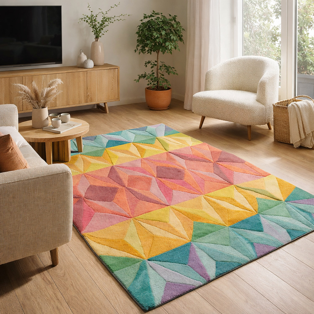 Hand Tufted Weft Textured Woolen Rug for Living Room and coxy room  Rectangle and Modern Rug for Bedroom and Kids Room