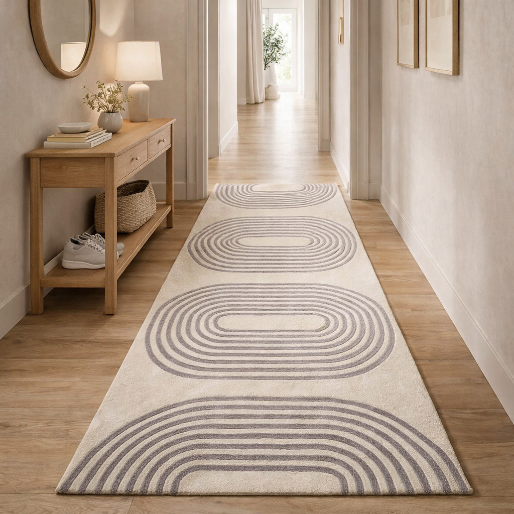 Hand Tufted Beige Wool Area Rug Rectangle 5x7 6x9 7x10 8x13 9x13 Dining Room Hallway Living Room Bedroom
