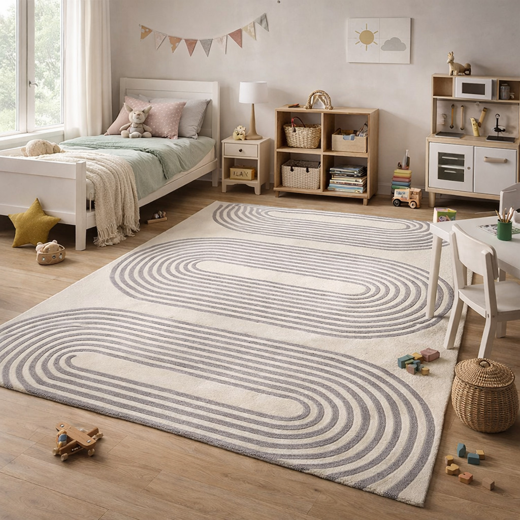 Hand Tufted Beige Wool Area Rug Rectangle 5x7 6x9 7x10 8x13 9x13 Dining Room Hallway Living Room Bedroom