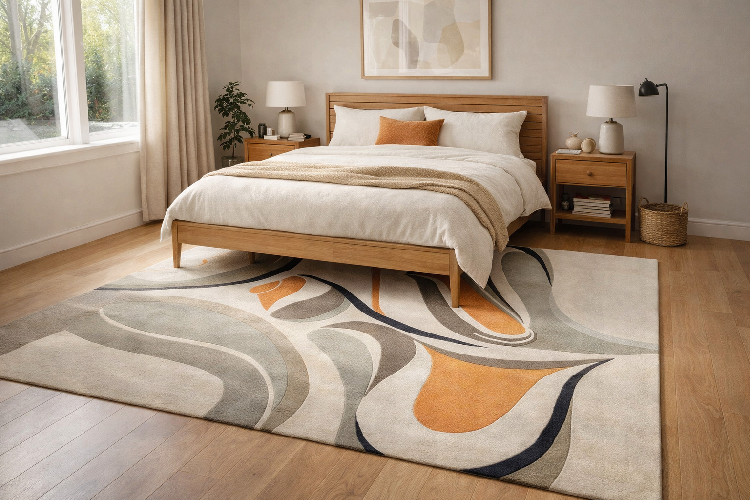 Premium Hand Tufted White Abstract Area Rug Kids Room Living Room Bedroom 5x8 6x10 8x11 9x13