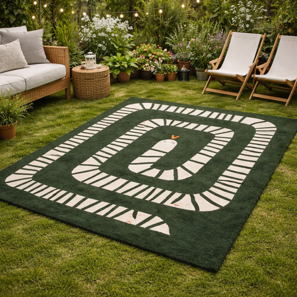 Hand Tufte Green Area Rug 5x7 5x8 6x8 8x10 Wool Blend Rug Hallway