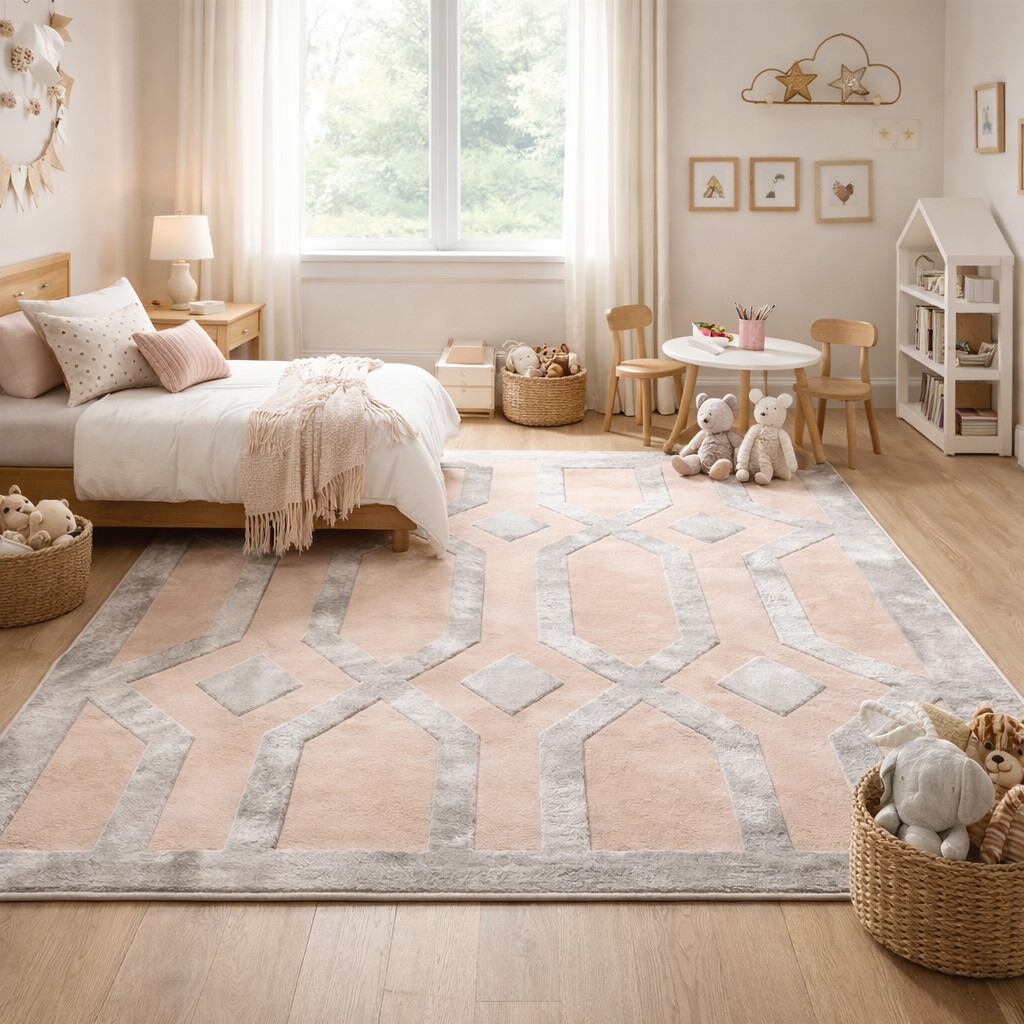 Modern Geometric Hand Tufted Rug Beige and Silver