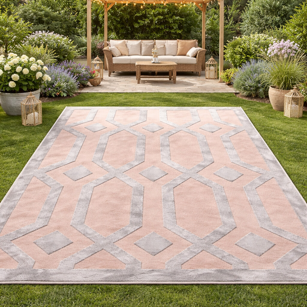 Modern Geometric Hand Tufted Rug Beige and Silver