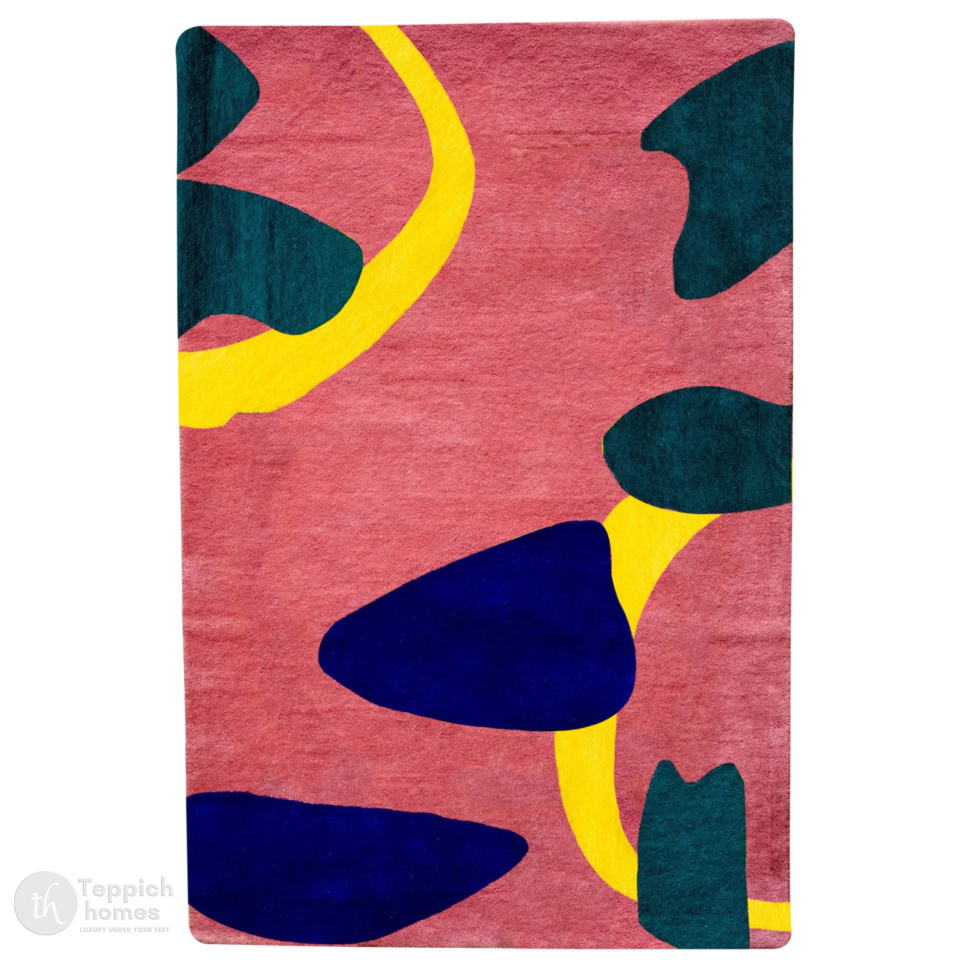 Colorful Artistic Wool Rug Abstract Design