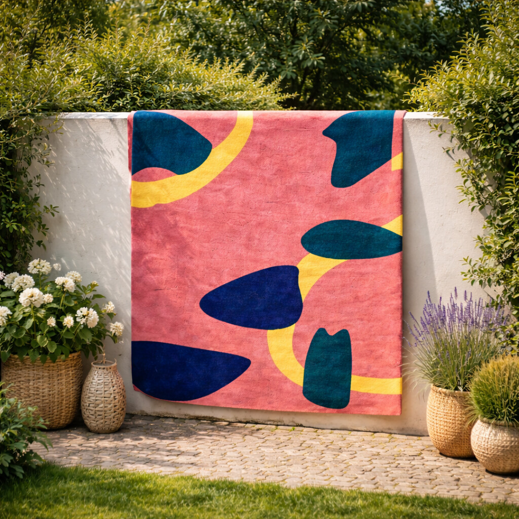 Colorful Artistic Wool Rug Abstract Design