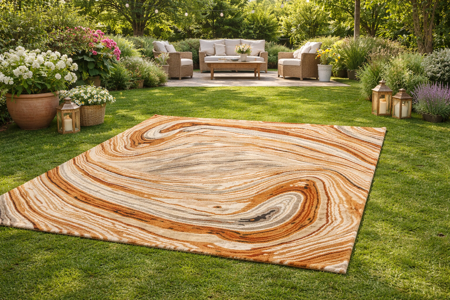 Swirl Pattern Wool Rug