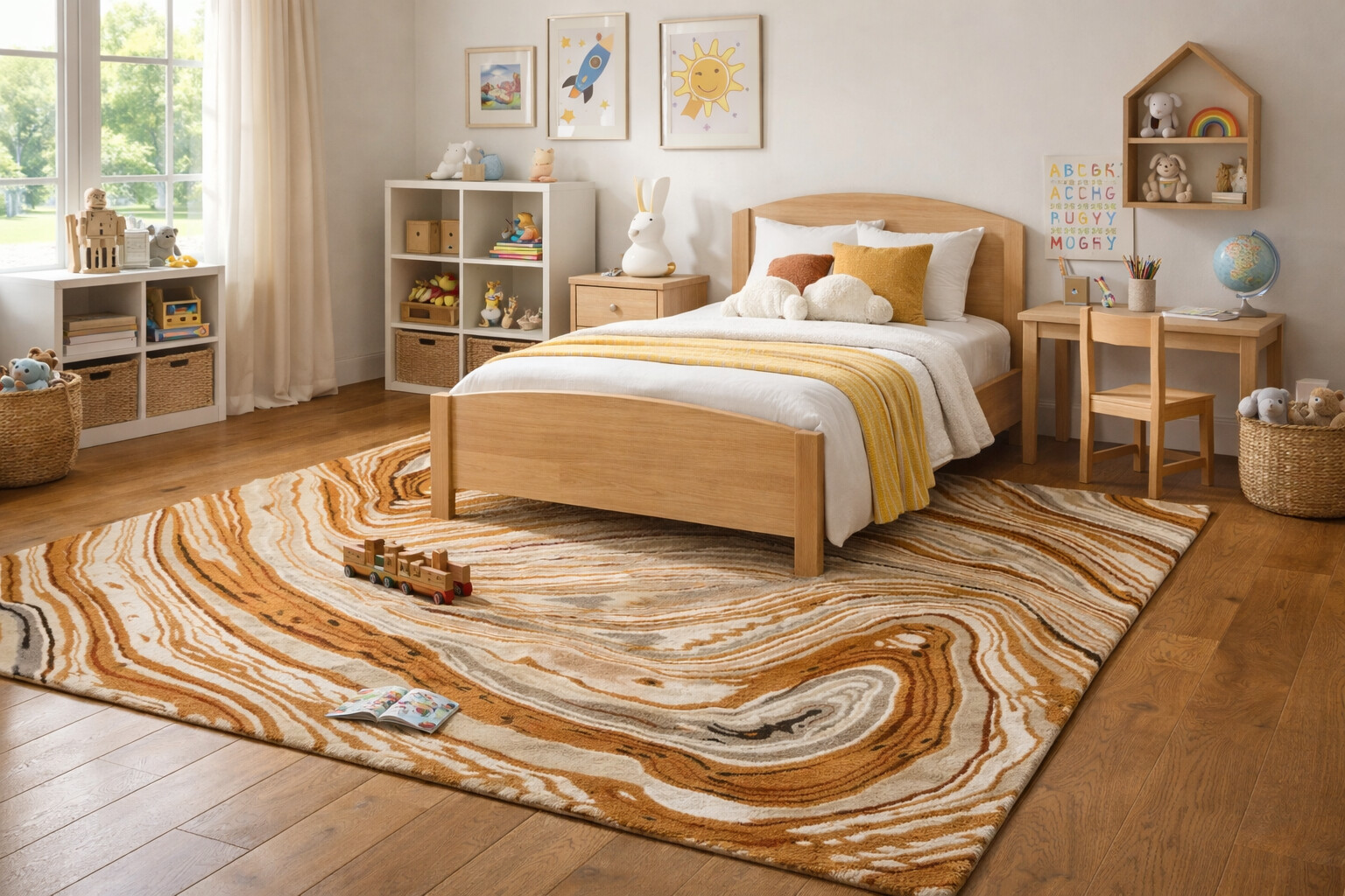 Swirl Pattern Wool Rug