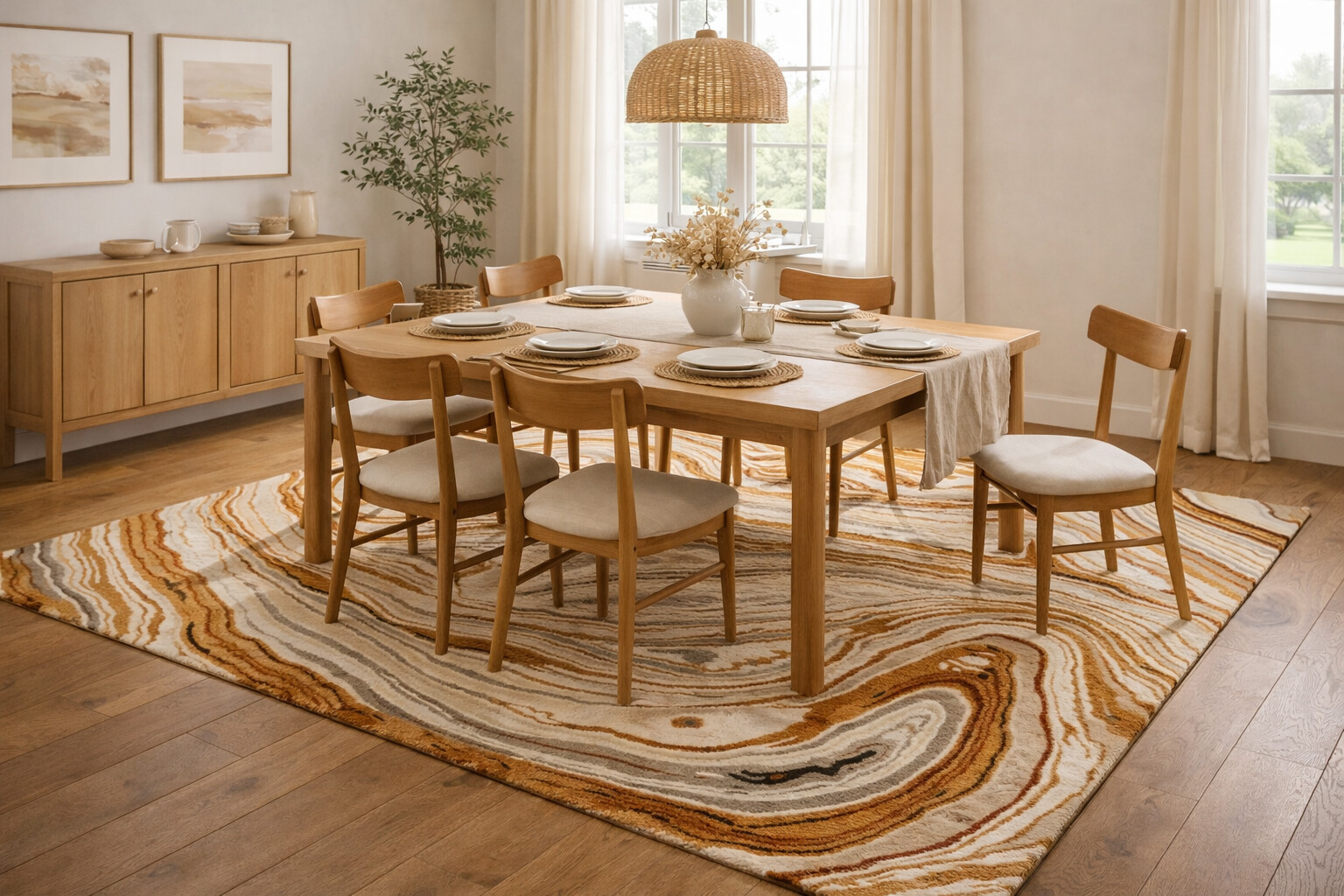 Swirl Pattern Wool Rug
