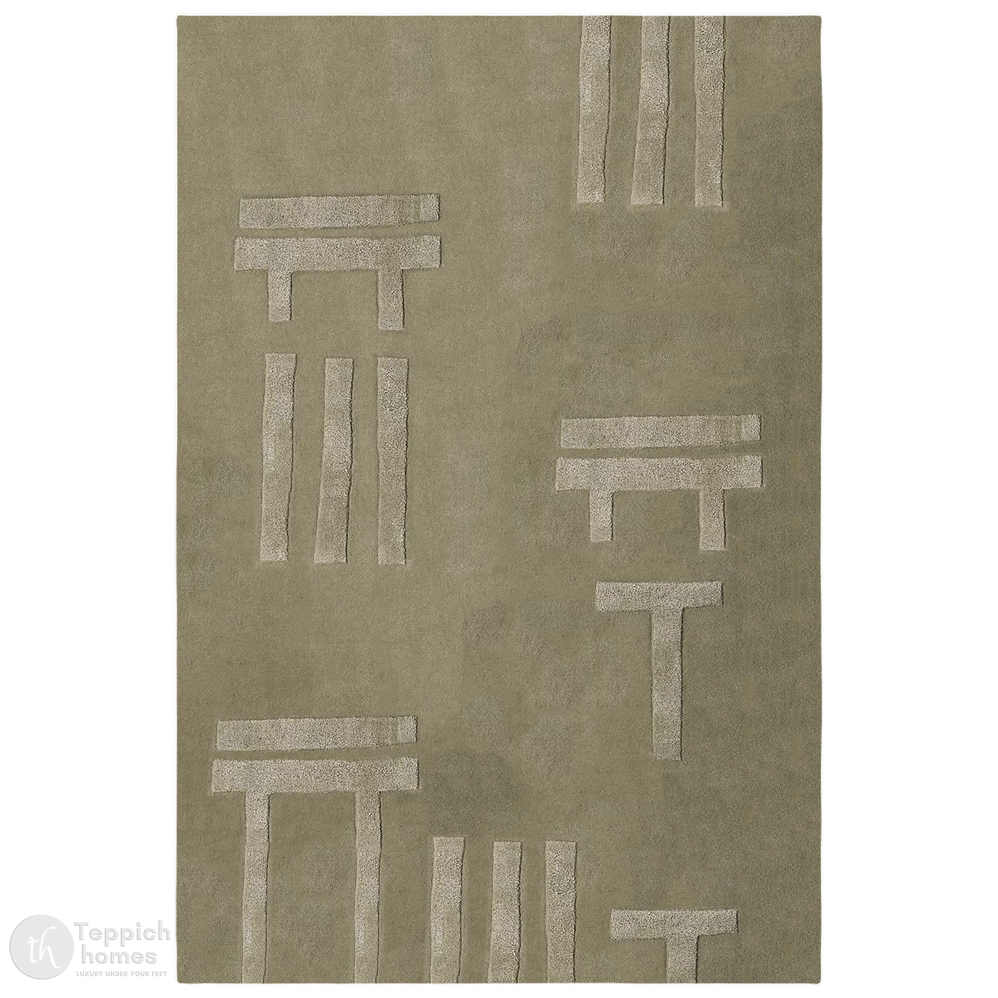 Modern Olive Green Geometric Rug Minimalist Patterned Carpet for Living Room and Bedroom
