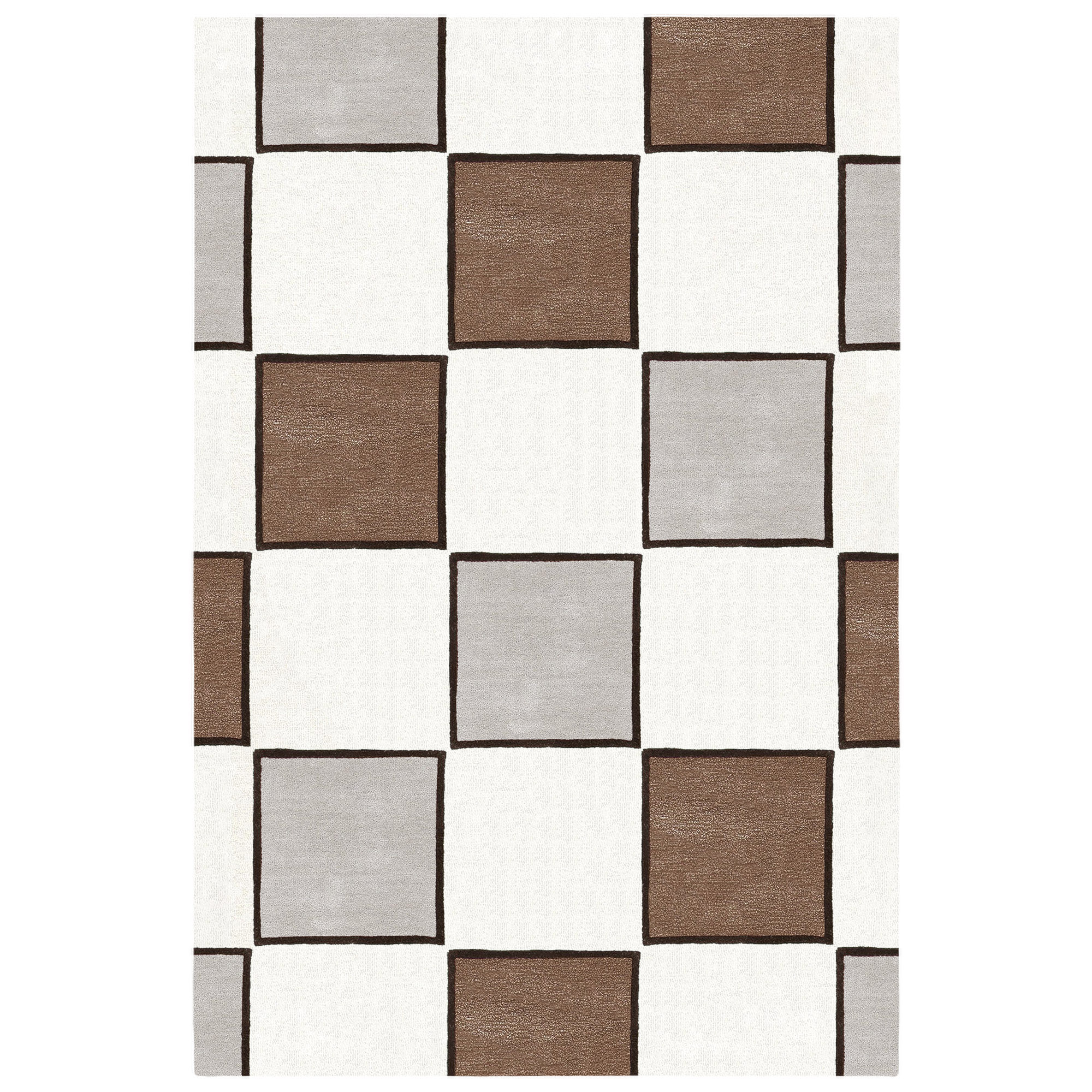 Modern Checkered Area Rug Brown and Grey Square Pattern Carpet for Living Room and Bedroom