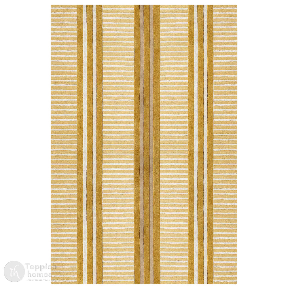 Image of Modern Beige Striped Area Rug Contemporary Geometric Carpet for Living Room and Bedroom