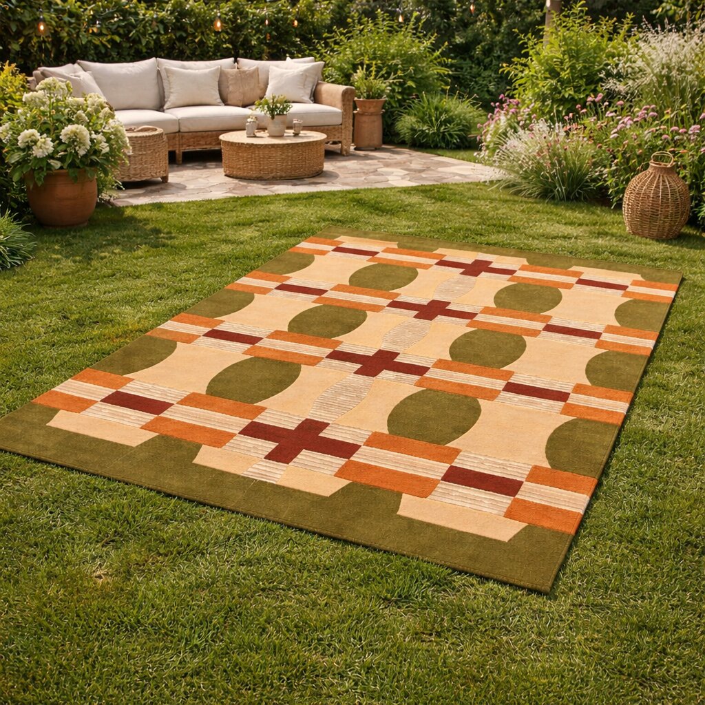 Modern Multicolor Geometric Area Rug Contemporary Patterned Carpet for Living Room and Bedroom