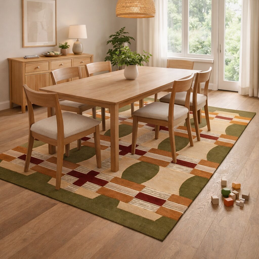 Modern Multicolor Geometric Area Rug Contemporary Patterned Carpet for Living Room and Bedroom