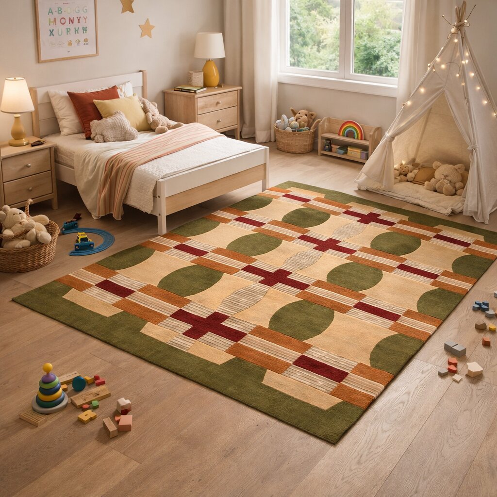 Modern Multicolor Geometric Area Rug Contemporary Patterned Carpet for Living Room and Bedroom