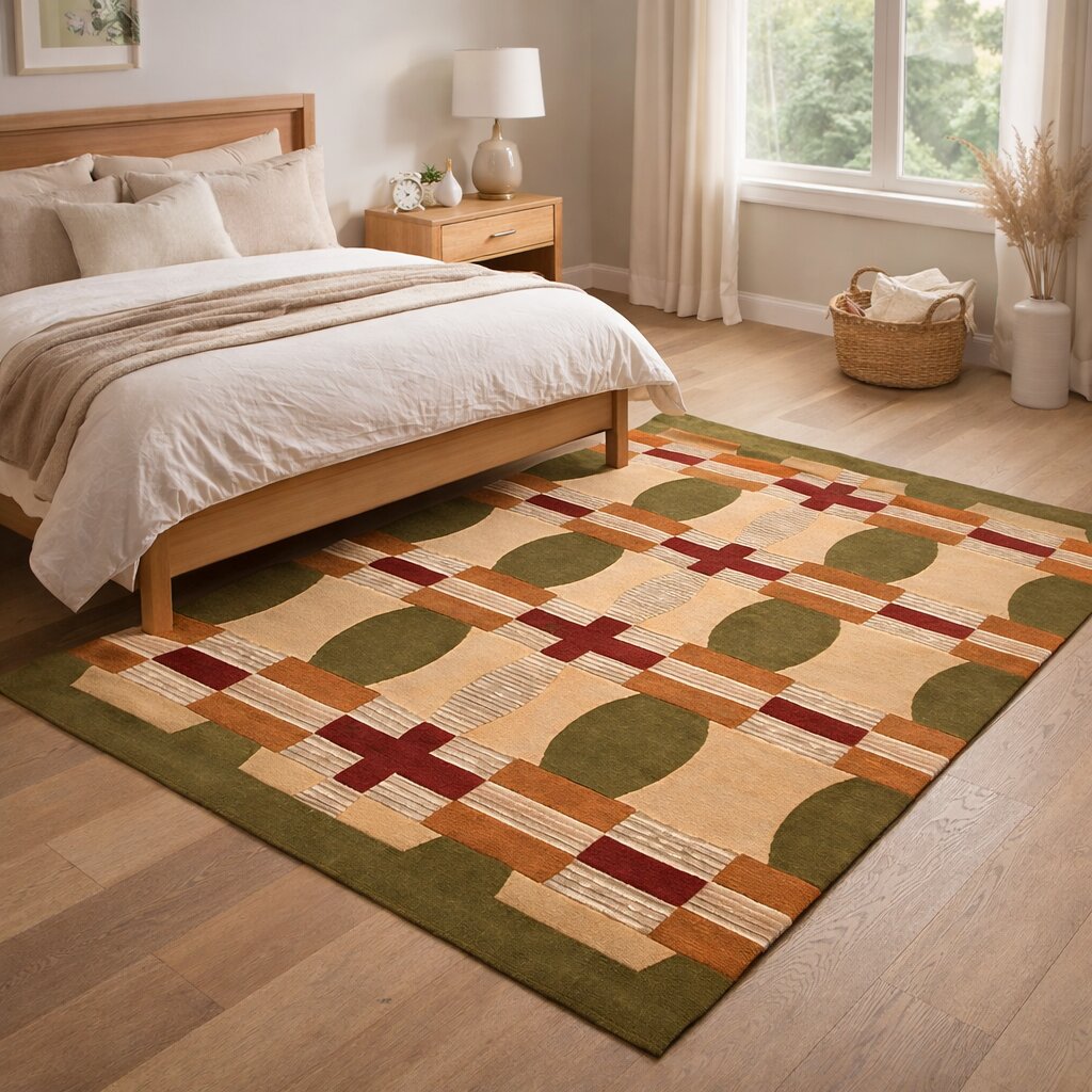 Modern Multicolor Geometric Area Rug Contemporary Patterned Carpet for Living Room and Bedroom