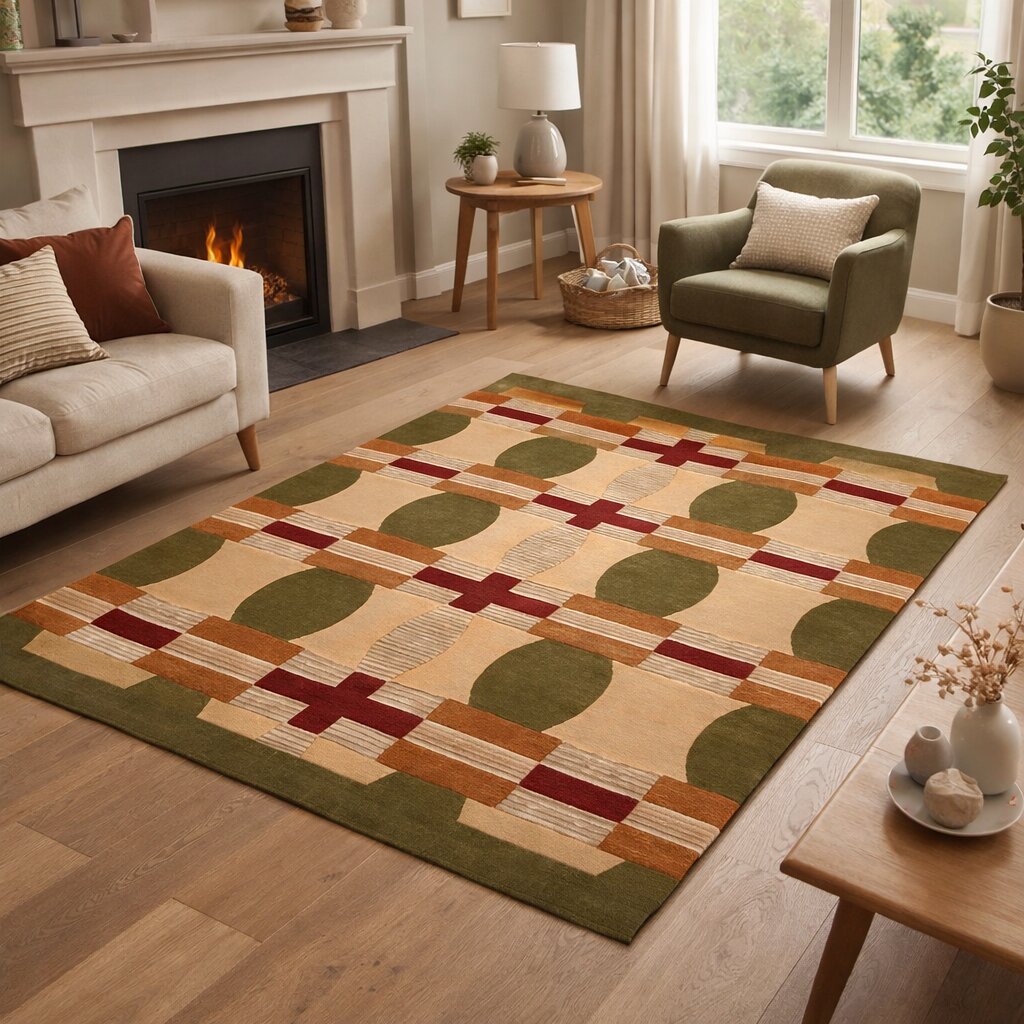 Modern Multicolor Geometric Area Rug Contemporary Patterned Carpet for Living Room and Bedroom