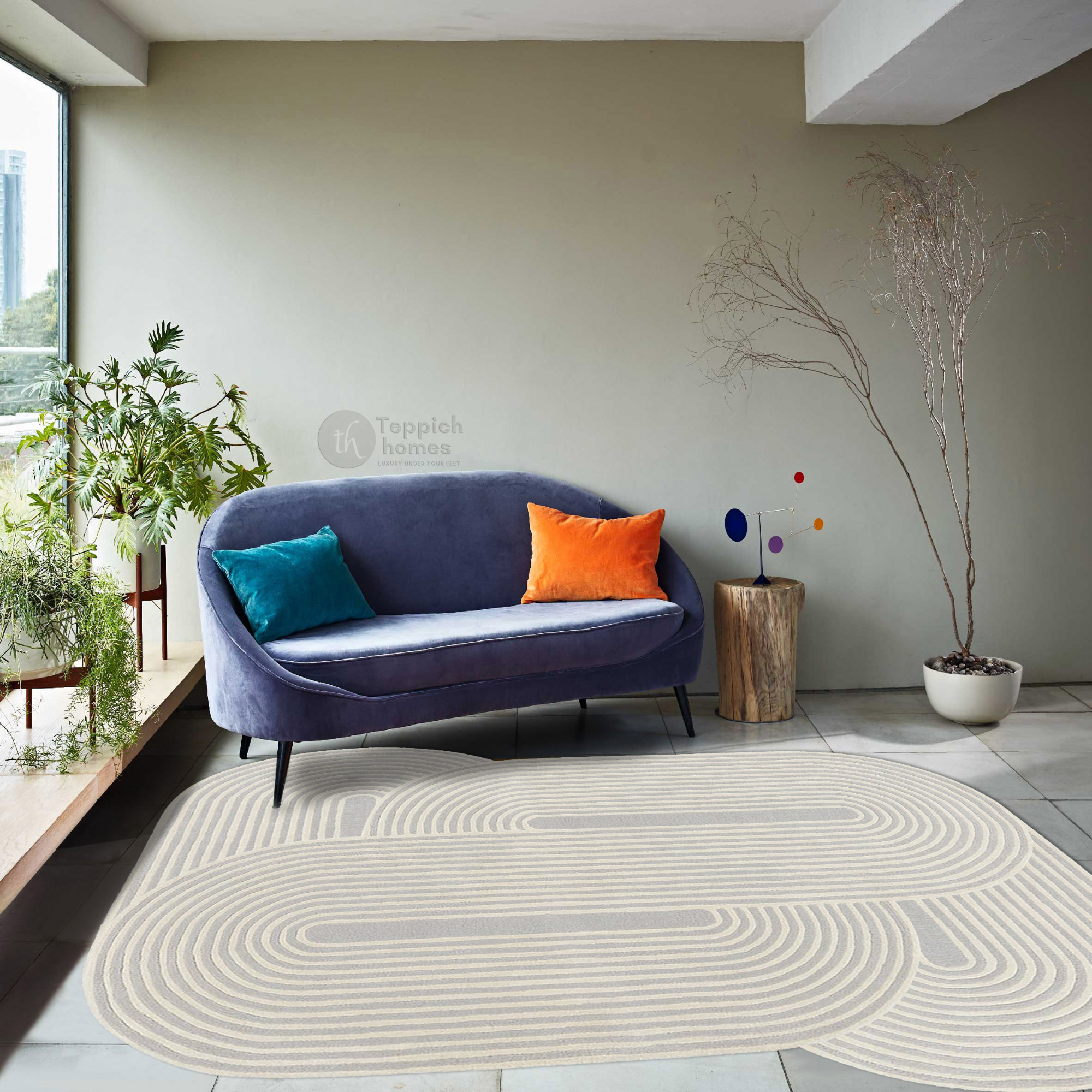 Modern handmade rugs  Geometric carpet  Area rug 6x8  Tufted carpets  Cream and Grey color  Bedroom Hallway