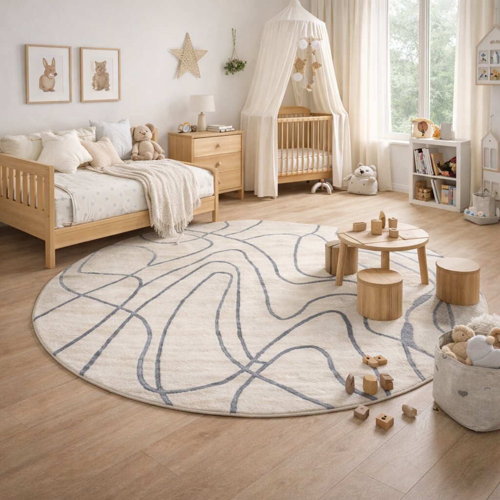 Wool Silk Area Rug Hand Tufted 5X5 X66 7X7 8X8 Round Rug Rug For Living Room