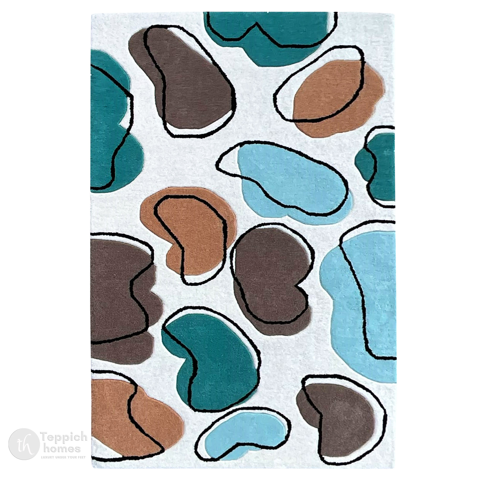 Hand Tufted Rugs  Premium Multi-Color Blobs Wool Rug for Bedroom and Living Space