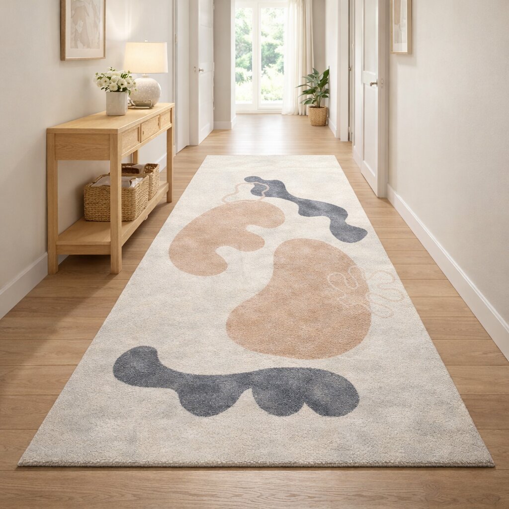 Modern Organic Design Rug Beige Contemporary Wool Carpet for Living Room and Bedroom
