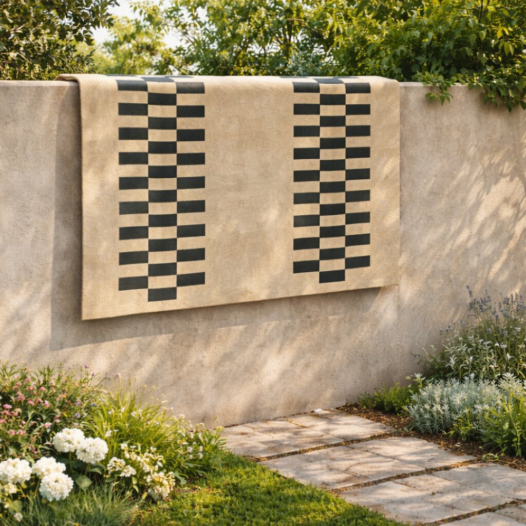 Beige and Black Geometric Rug with Checkered Stripe Design Modern Contemporary Carpet