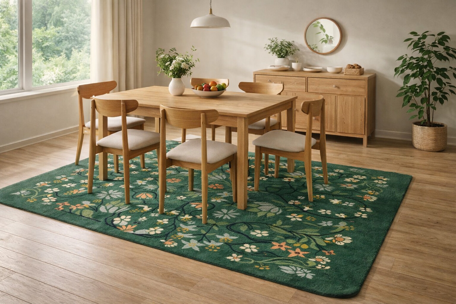 Hand Tufted Pilar Floral Wool Rug for living space and coxy room