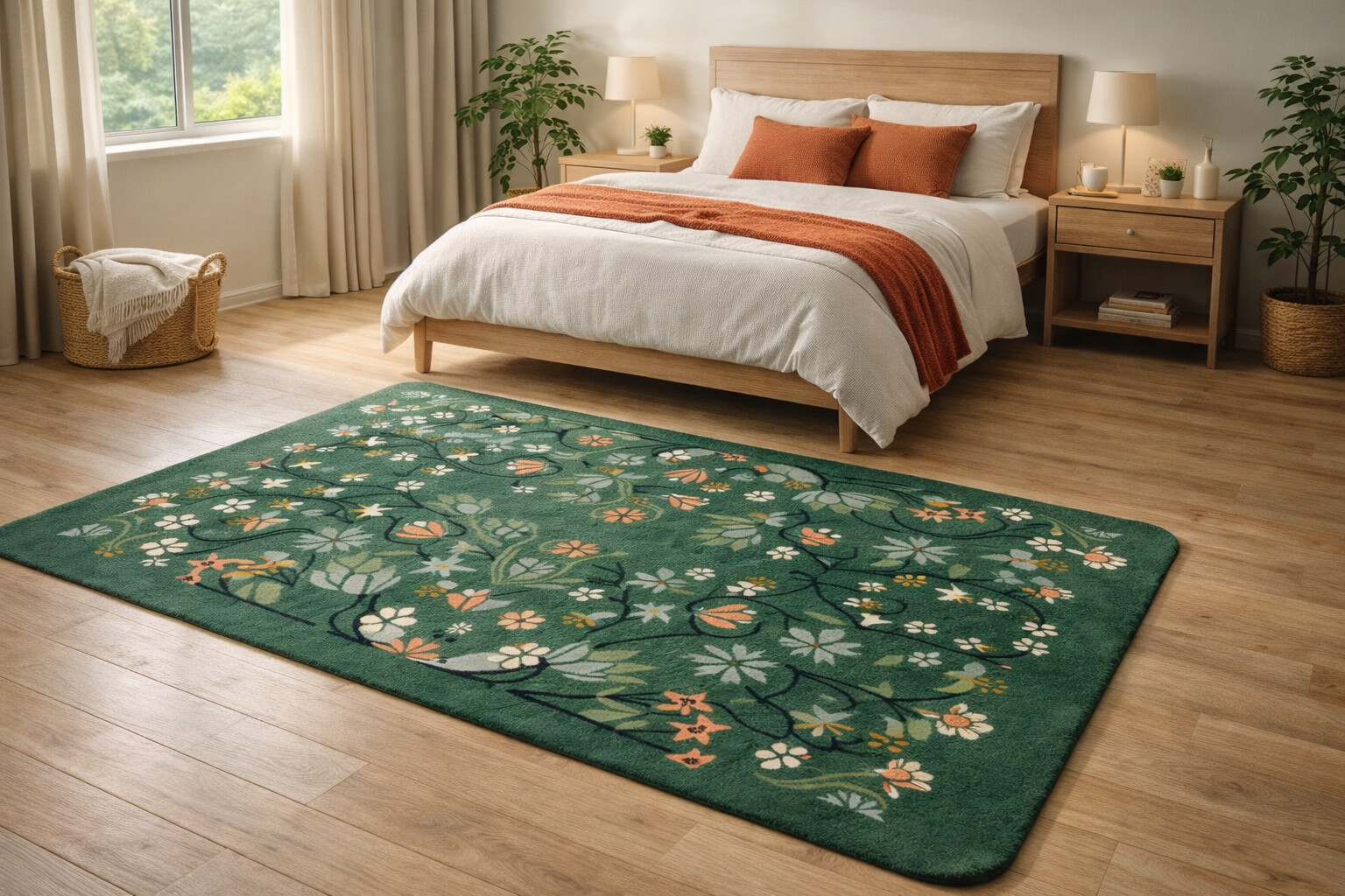 Hand Tufted Pilar Floral Wool Rug for living space and coxy room