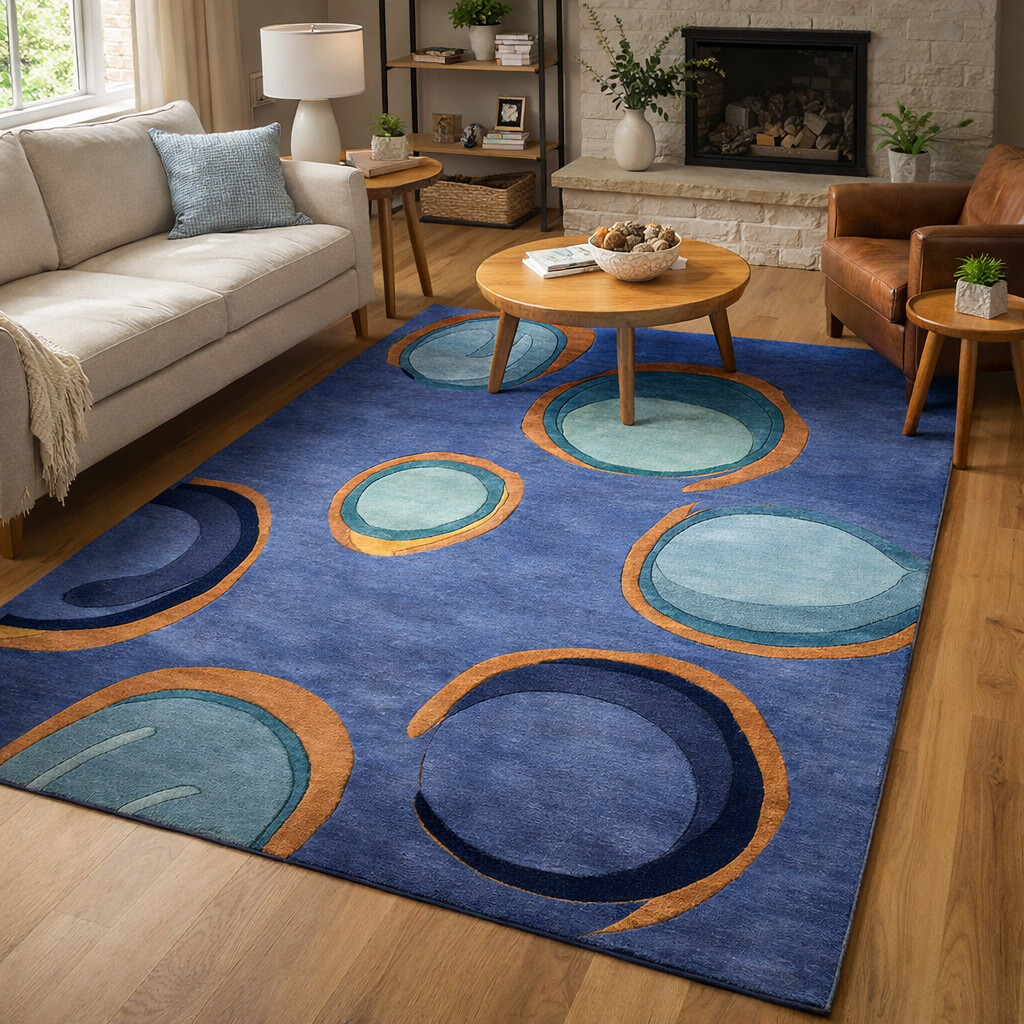 Tufted carpet  5x8 7x10 8x13 9x12  Handmade wool  Blue rugs  Bedroom Living room  Area rug