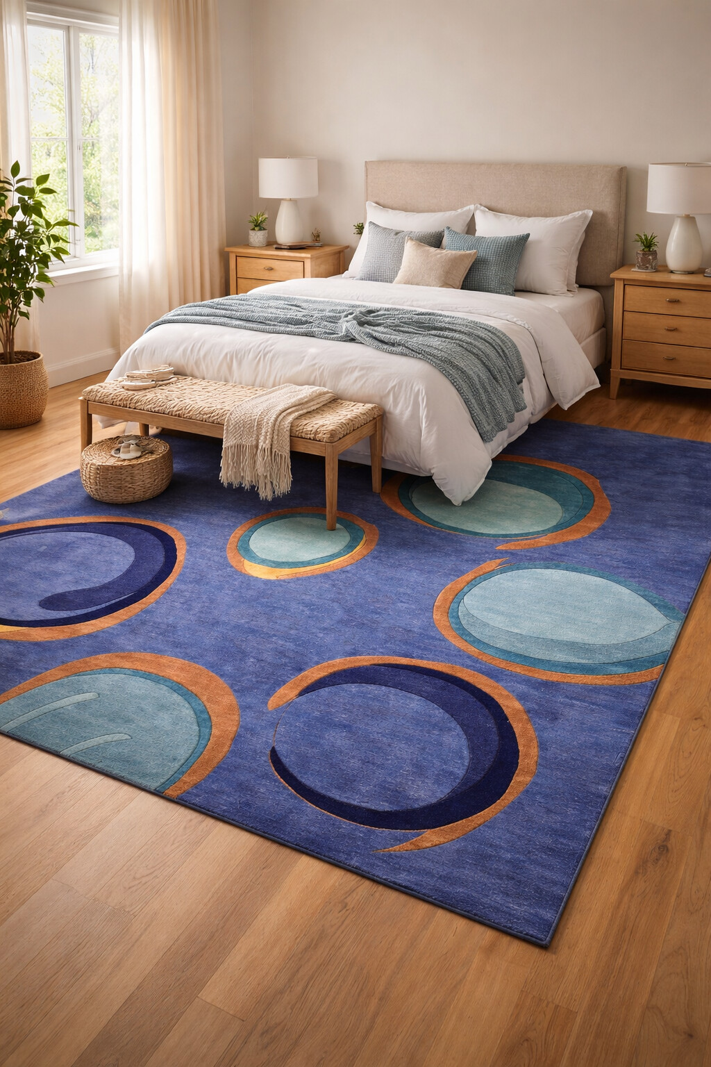 Tufted carpet  5x8 7x10 8x13 9x12  Handmade wool  Blue rugs  Bedroom Living room  Area rug